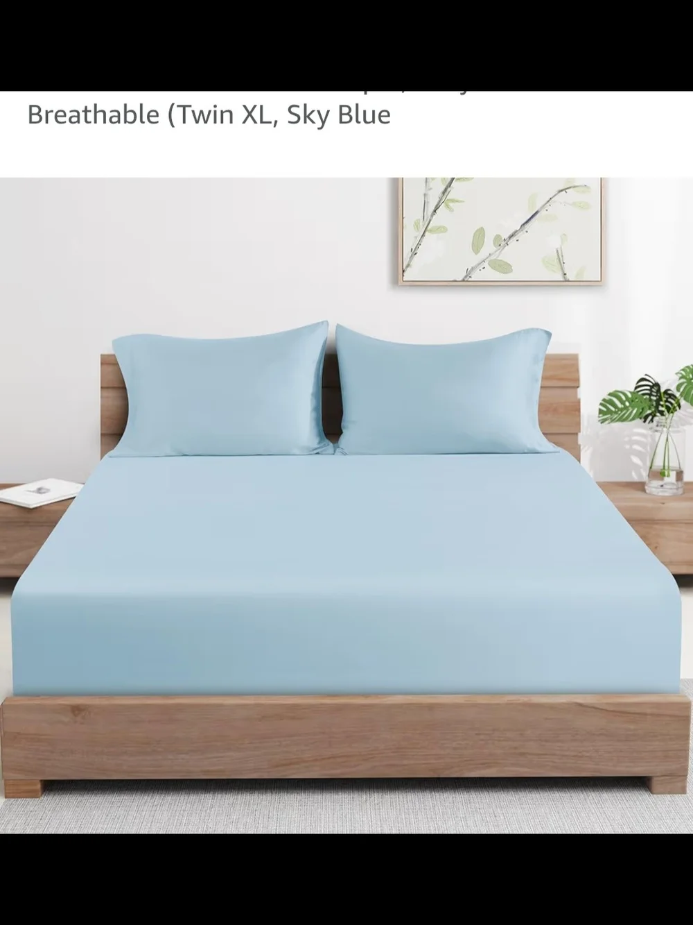 Sky Blue Breathable Bed Sheet Set - 3 Piece Twin Set